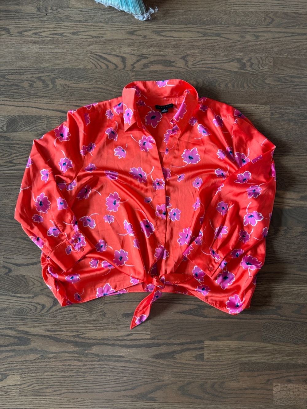 Sanctuary Red Floral Tie-Front Blouse